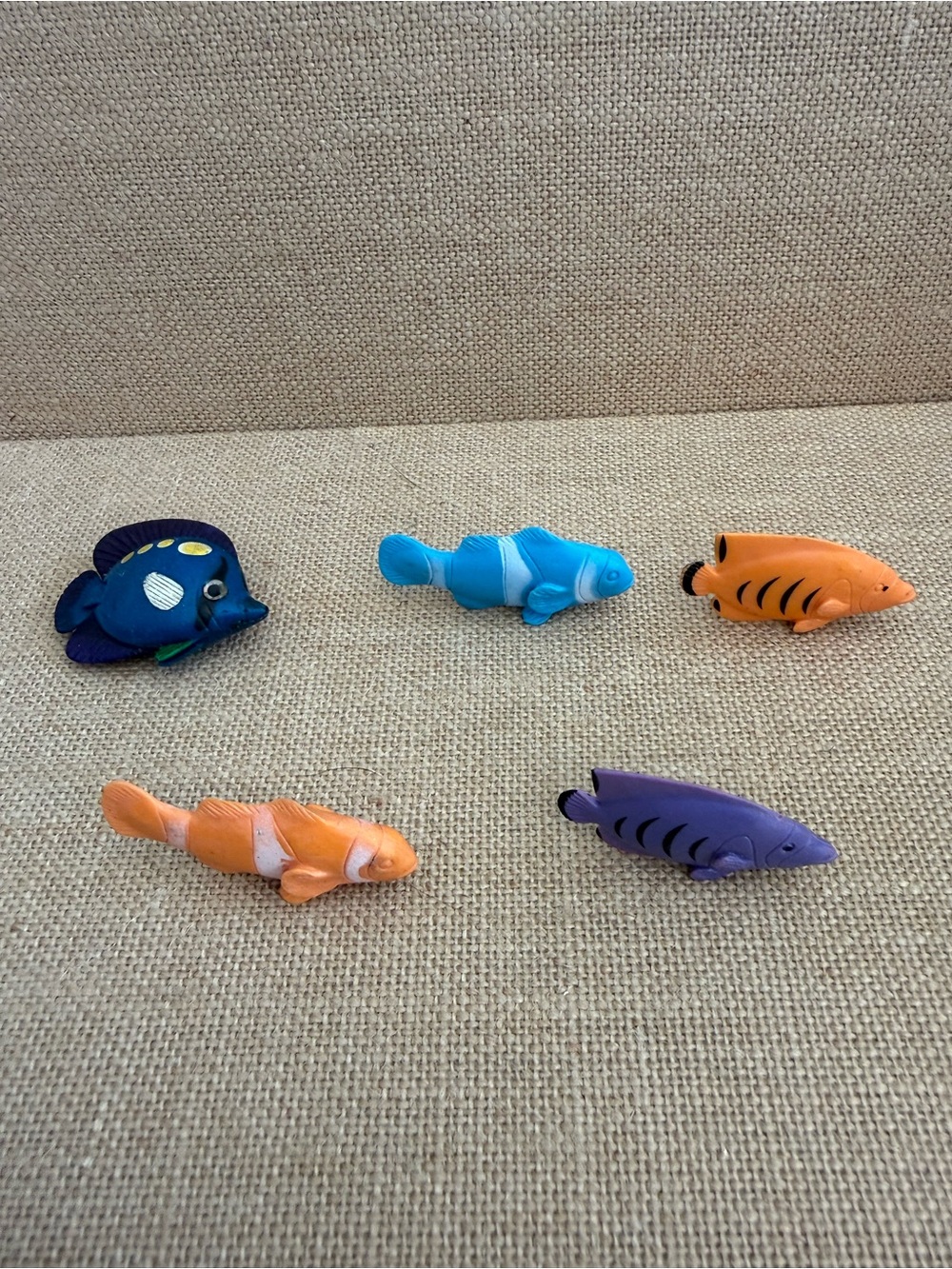 Assorted Colorful Fish Aquarium Figurines- Blue, Orange, Purple